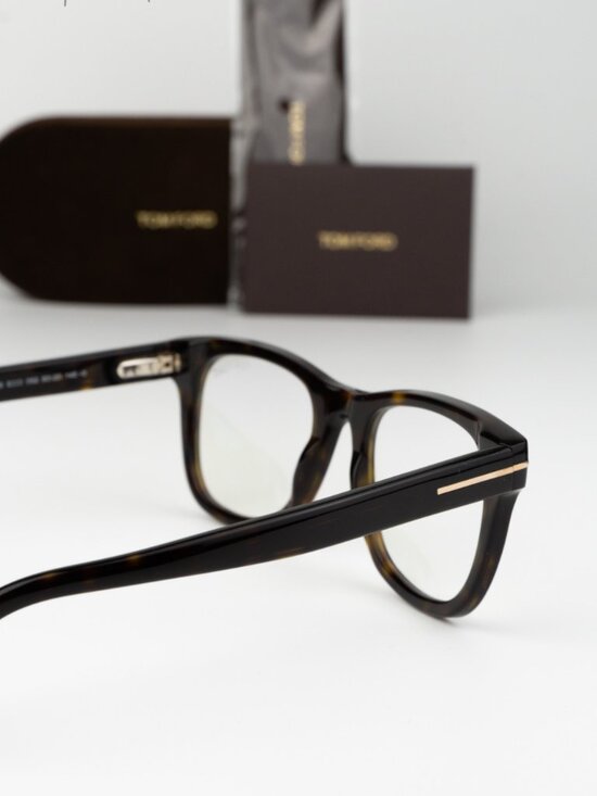 Tom Ford Women Eyeglasses Havana Clear Square FT5820-B 052 NEW AUTHENTIC